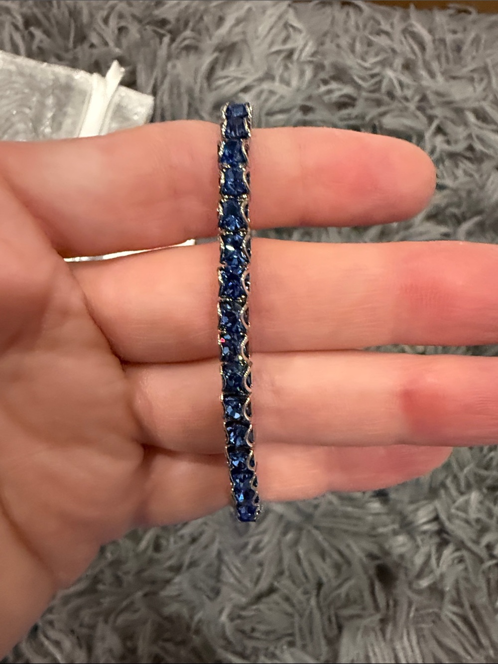 Touchstone Crystal Sapphire Blue Tennis Stretch Bracelet